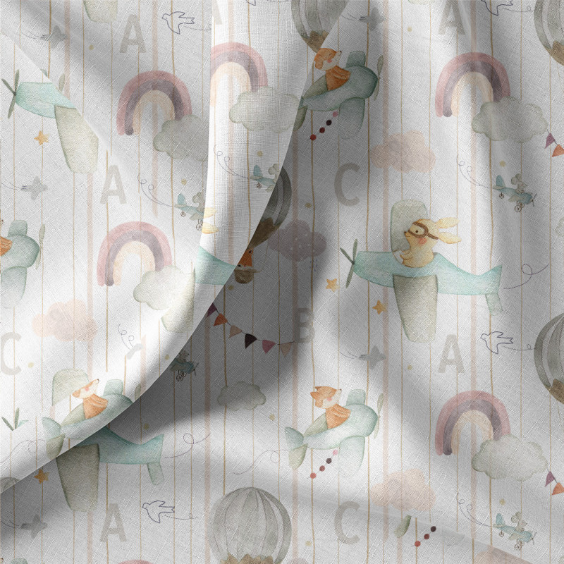 Printed Cotton EOLIA White / Orange